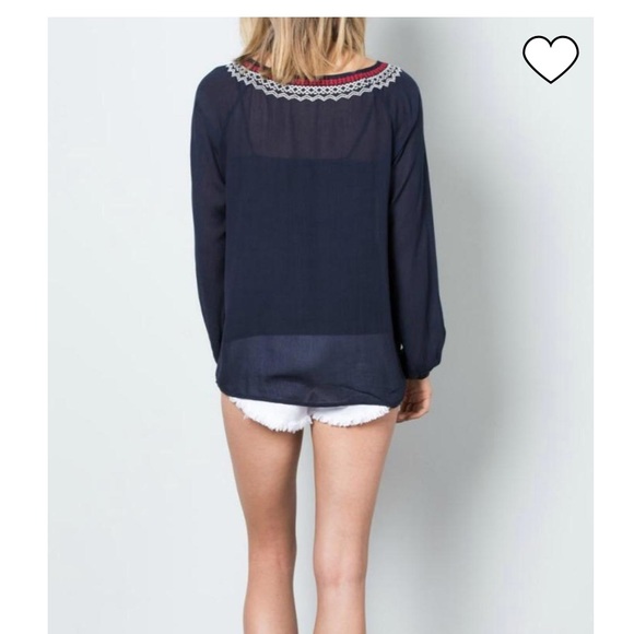 THML Anthropologie embroidered boho peasant top - Picture 3 of 14